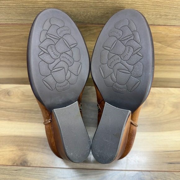 KORK EASE Wedge Chandra Booties Womens 8.5 M Cognac Leather Zip - Picture 9 of 11